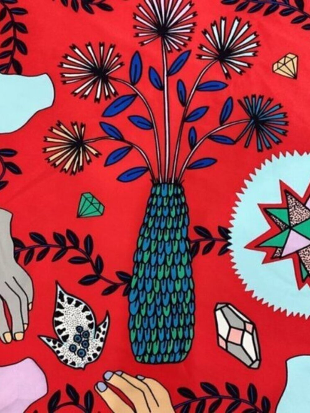 Bimba y Lola Alchemy Hands Scarf Anthropologie Rare Oversized Statement Multicol - Picture 7 of 11